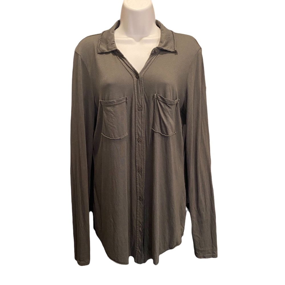 Michael Stars Olive Green Button Down Shirt One Size